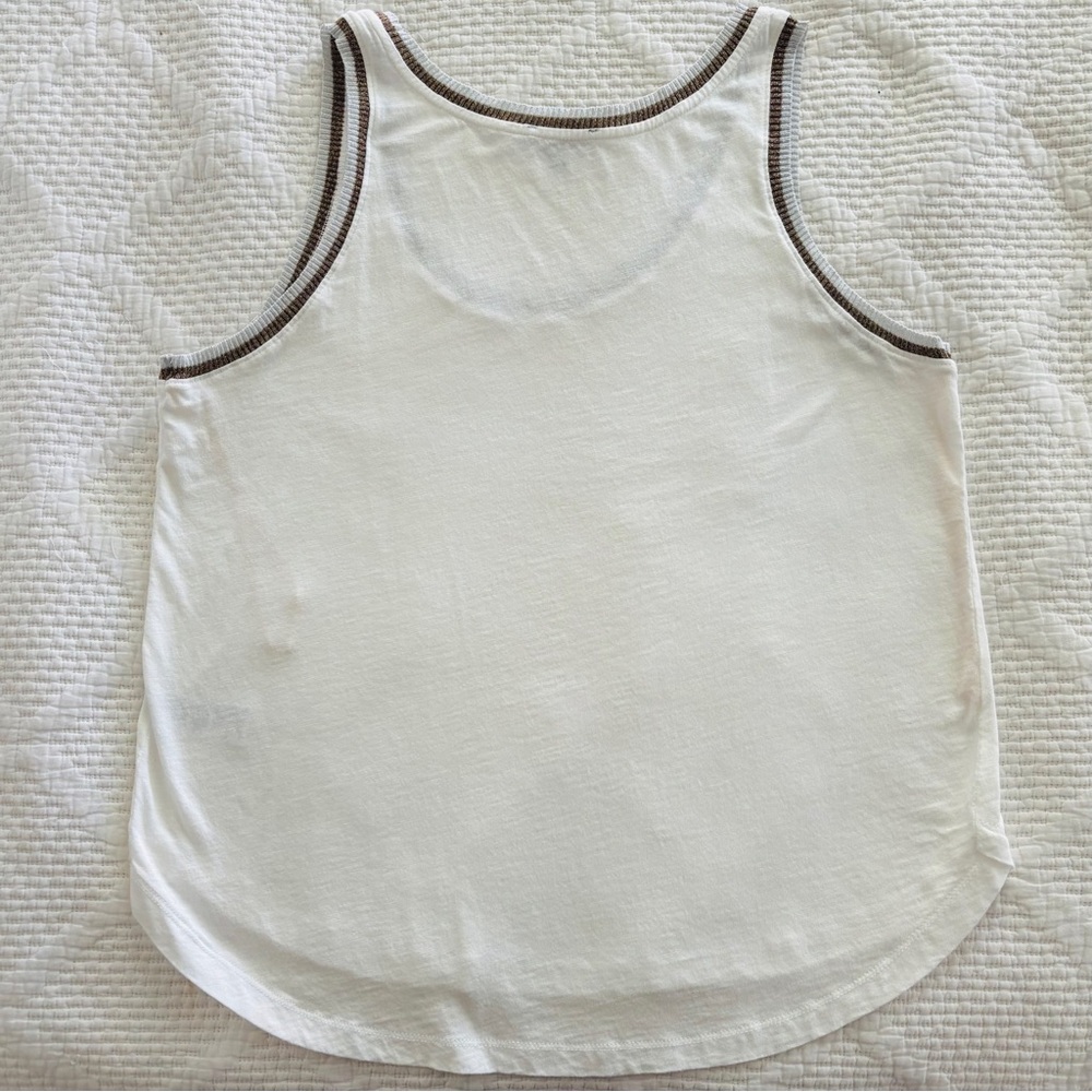 Democracy | Hi Lo Tank Top with Bronze and Silver Metallic Contrast Trim Large - Picture 9 of 15